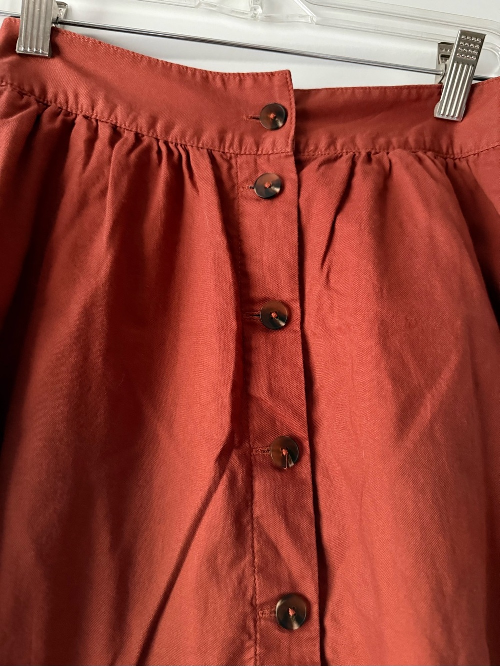Madewell Palisade Button-Front Midi Skirt in Rusty Torch - Picture 3 of 7